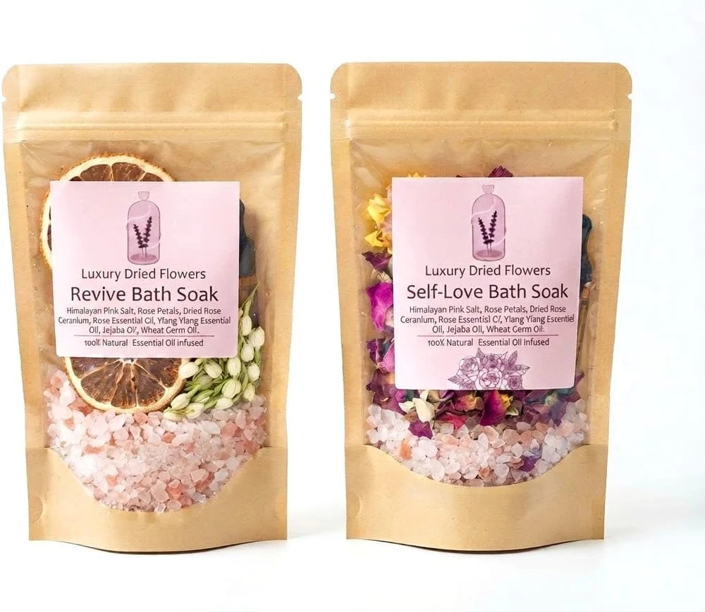 Botanical bath soak set with Himalayan pink salt