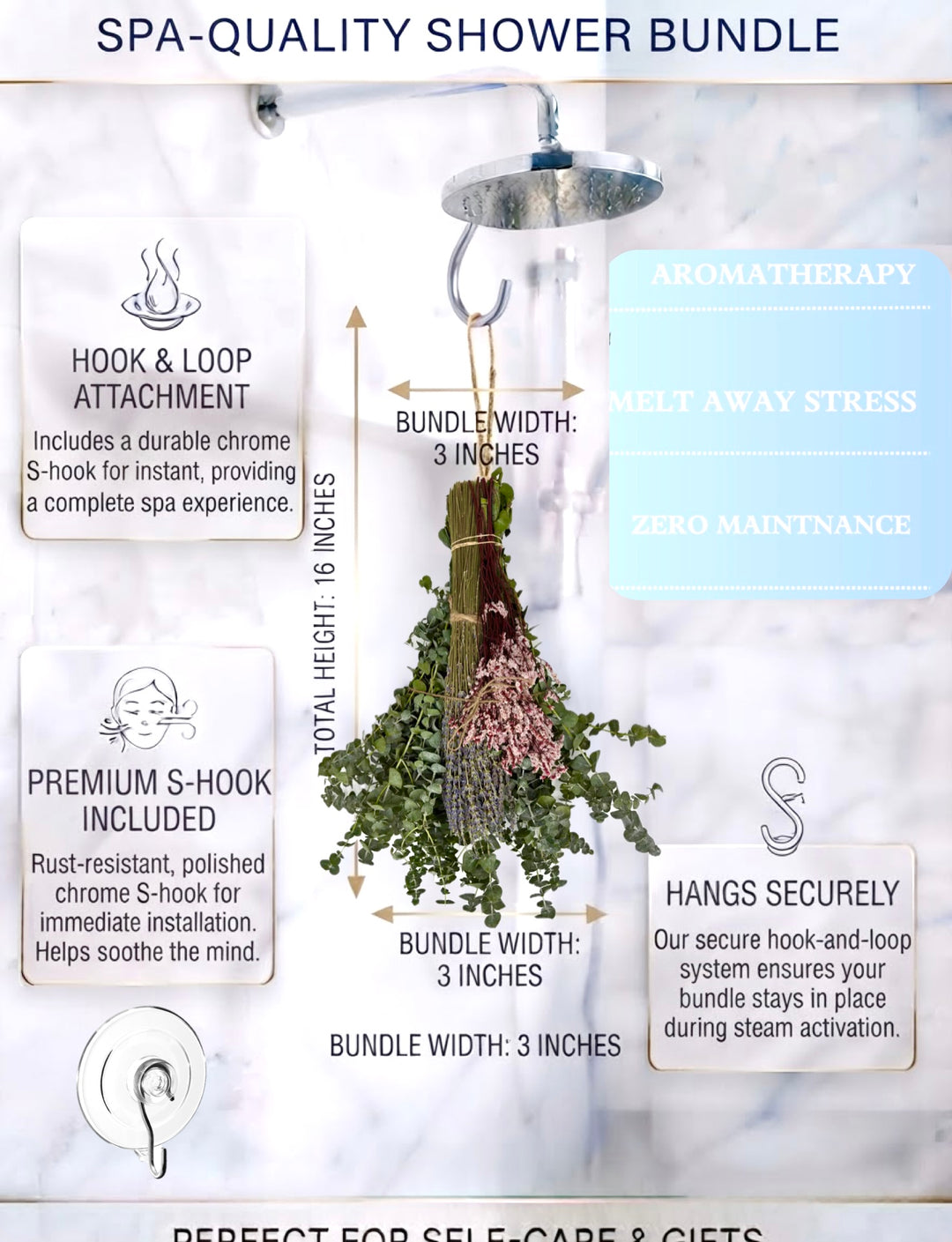 Preserved Lavender &amp; Eucalyptus Shower Bouquet | Spa Gift for Her