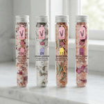 Dried flower bath salts in a gift set